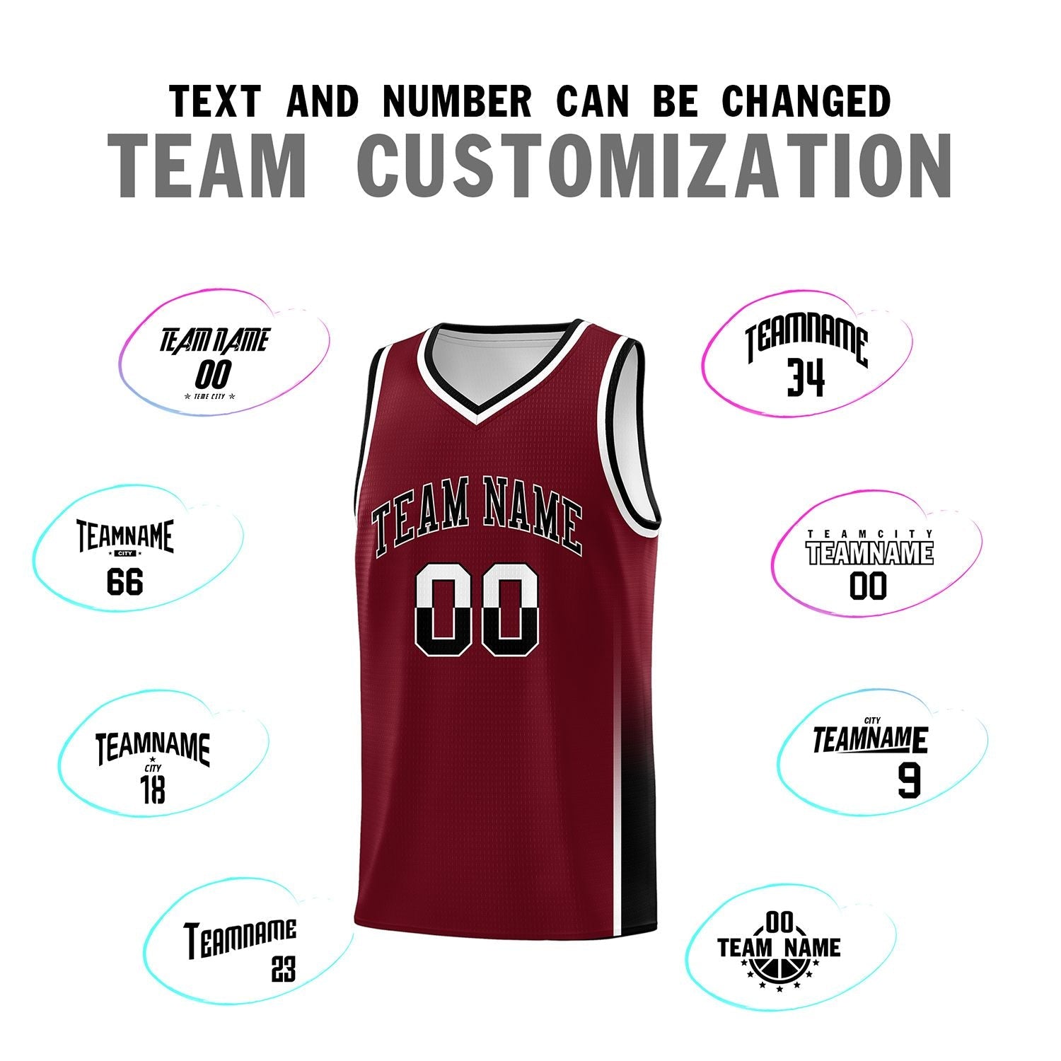 Custom Crimson White-Black Personalized Two Tone Font Sports Uniform Basketball Jersey