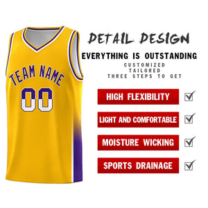 Custom Yellow White-Purple Personalized Two Tone Font Sports Uniform Basketball Jersey