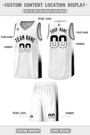 Custom White Gray-Black Personalized Two Tone Font Sports Uniform Basketball Jersey