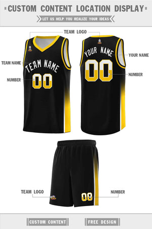 Custom Black White-Yellow Personalized Two Tone Font Sports Uniform Basketball Jersey