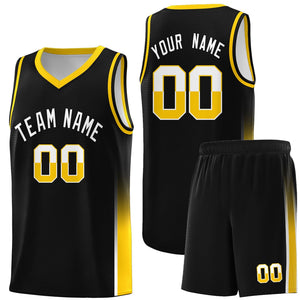 Custom Black White-Yellow Personalized Two Tone Font Sports Uniform Basketball Jersey