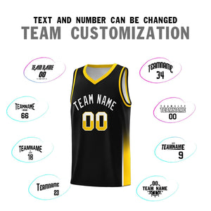 Custom Black White-Yellow Personalized Two Tone Font Sports Uniform Basketball Jersey