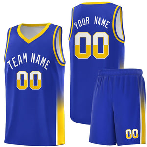 Custom Royal White-Gold Personalized Two Tone Font Sports Uniform Basketball Jersey