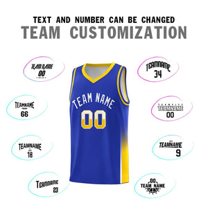 Custom Royal White-Gold Personalized Two Tone Font Sports Uniform Basketball Jersey