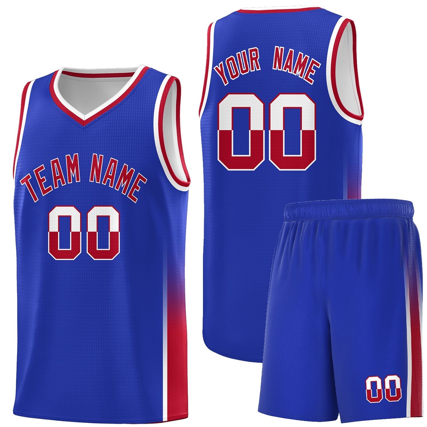 Custom Royal White-Red Personalized Two Tone Font Sports Uniform Basketball Jersey