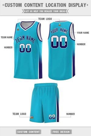 Custom Sky Blue White-Purple Personalized Two Tone Font Sports Uniform Basketball Jersey