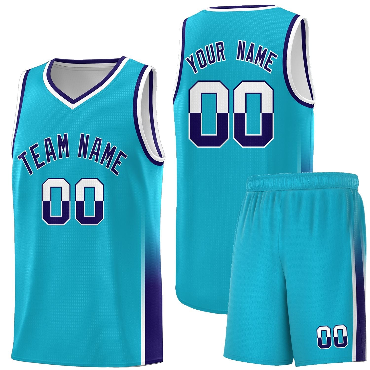 Custom Sky Blue White-Purple Personalized Two Tone Font Sports Uniform Basketball Jersey