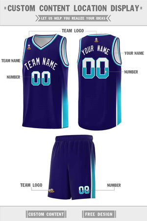 Custom Purple White-Sky Blue Personalized Two Tone Font Sports Uniform Basketball Jersey