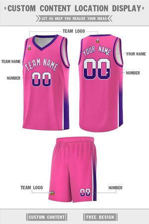 Custom Pink White-Purple Personalized Two Tone Font Sports Uniform Basketball Jersey