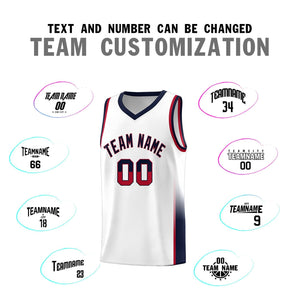 Custom White Red-Navy Personalized Two Tone Font Sports Uniform Basketball Jersey