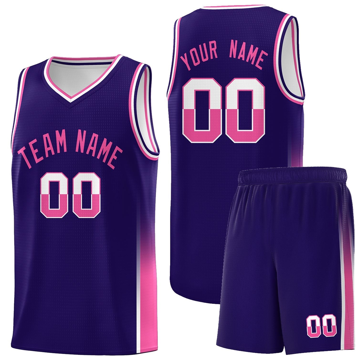 Custom Purple White-Pink Personalized Two Tone Font Sports Uniform Basketball Jersey