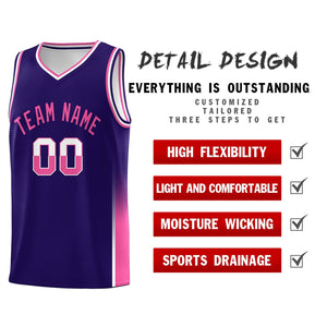 Custom Purple White-Pink Personalized Two Tone Font Sports Uniform Basketball Jersey