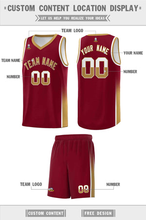 Custom Crimson White-Old Gold Personalized Two Tone Font Sports Uniform Basketball Jersey