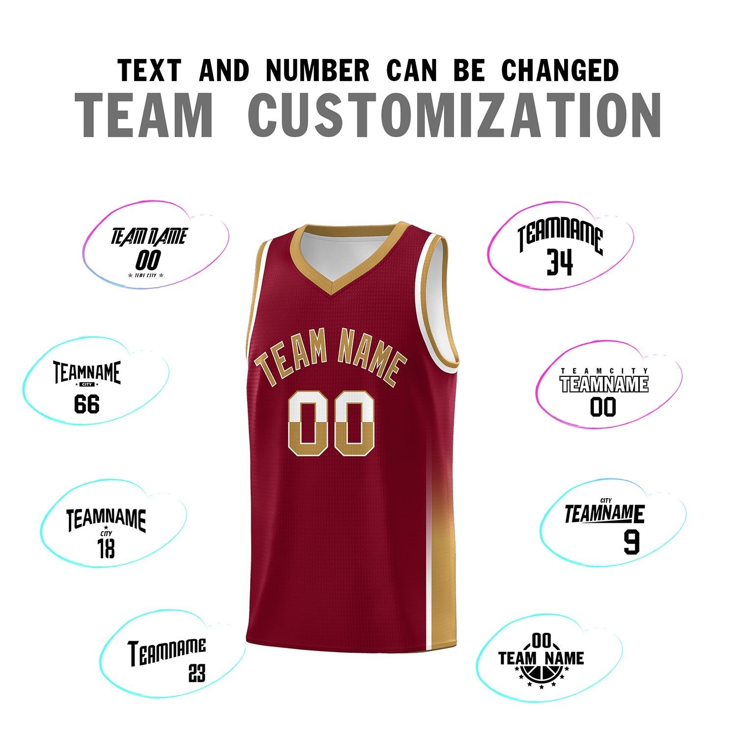 Custom Crimson White-Old Gold Personalized Two Tone Font Sports Uniform Basketball Jersey