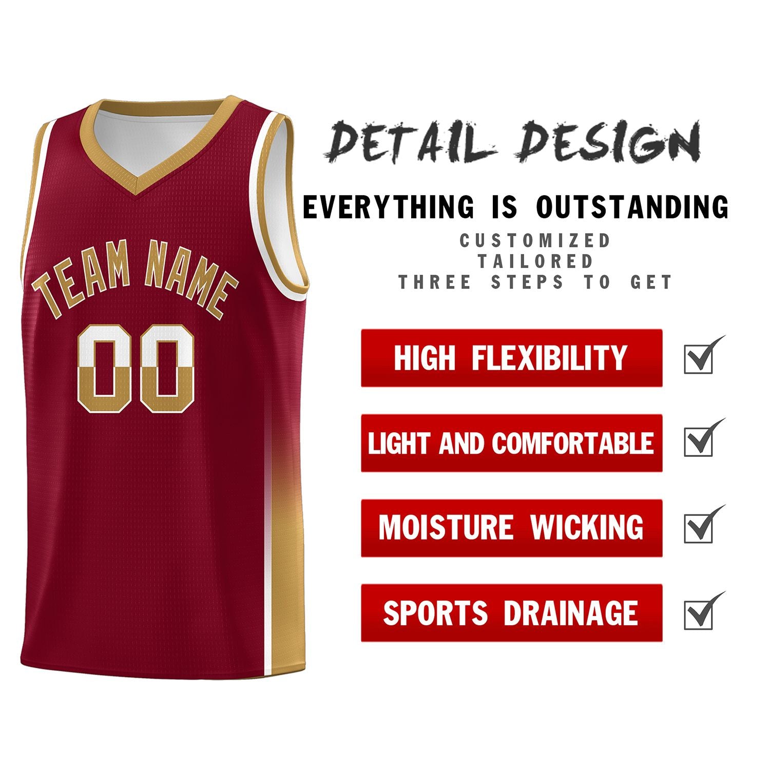 Custom Crimson White-Old Gold Personalized Two Tone Font Sports Uniform Basketball Jersey