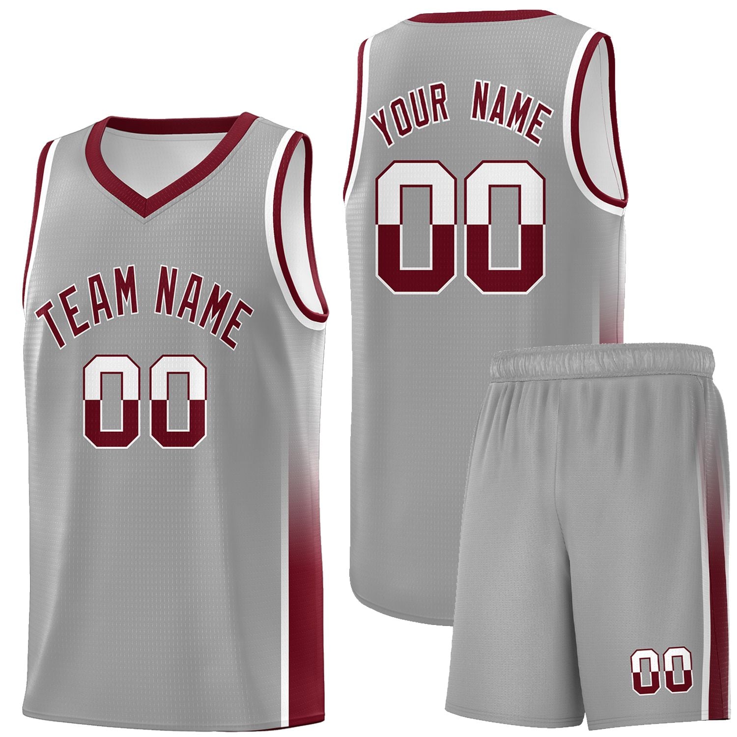 Custom Gray White-Crimson Personalized Two Tone Font Sports Uniform Basketball Jersey