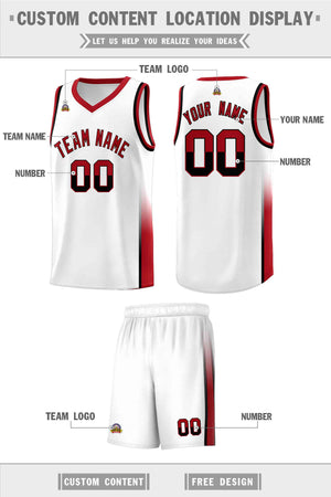 Custom White Black-Red Personalized Two Tone Font Sports Uniform Basketball Jersey