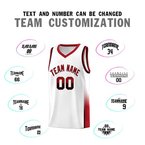 Custom White Black-Red Personalized Two Tone Font Sports Uniform Basketball Jersey