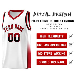 Custom White Black-Red Personalized Two Tone Font Sports Uniform Basketball Jersey