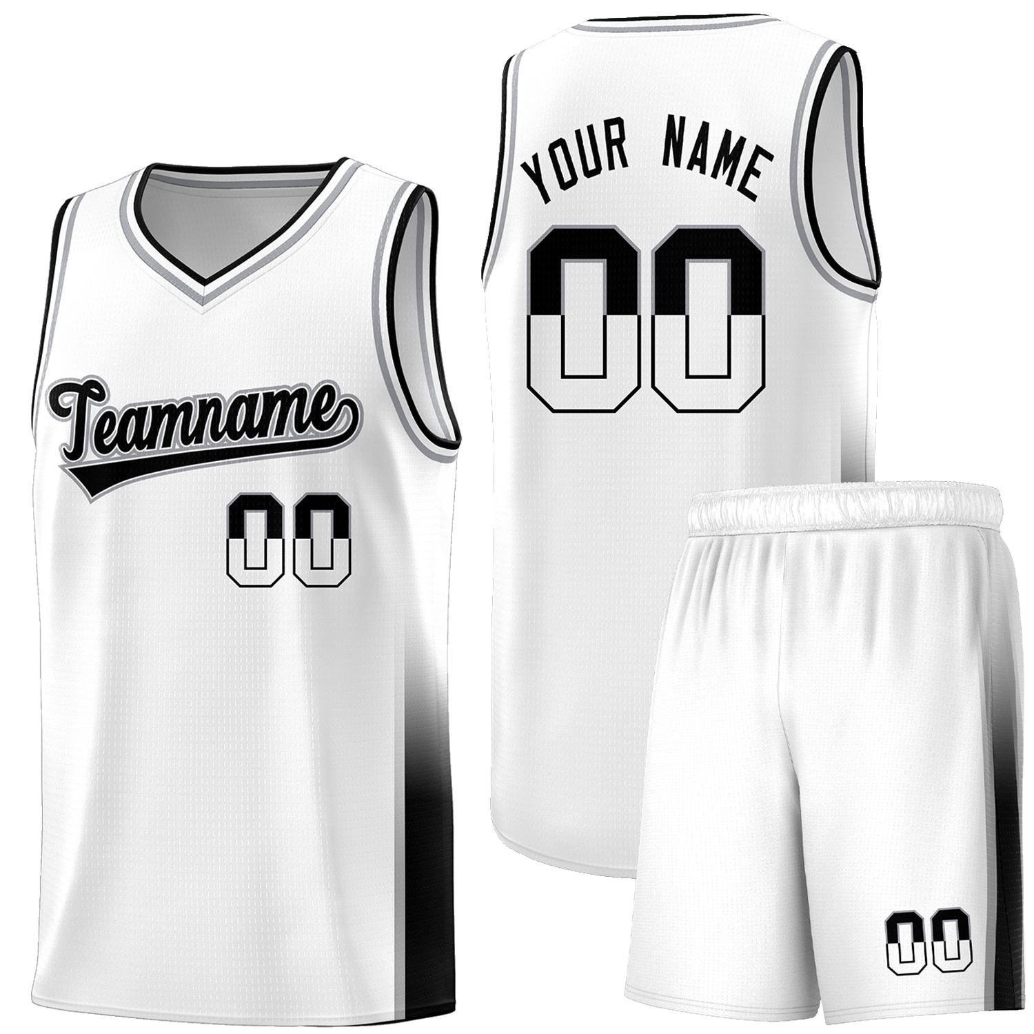 Custom White Gray-Black Personalized Two Tone Font Sports Uniform Basketball Jersey