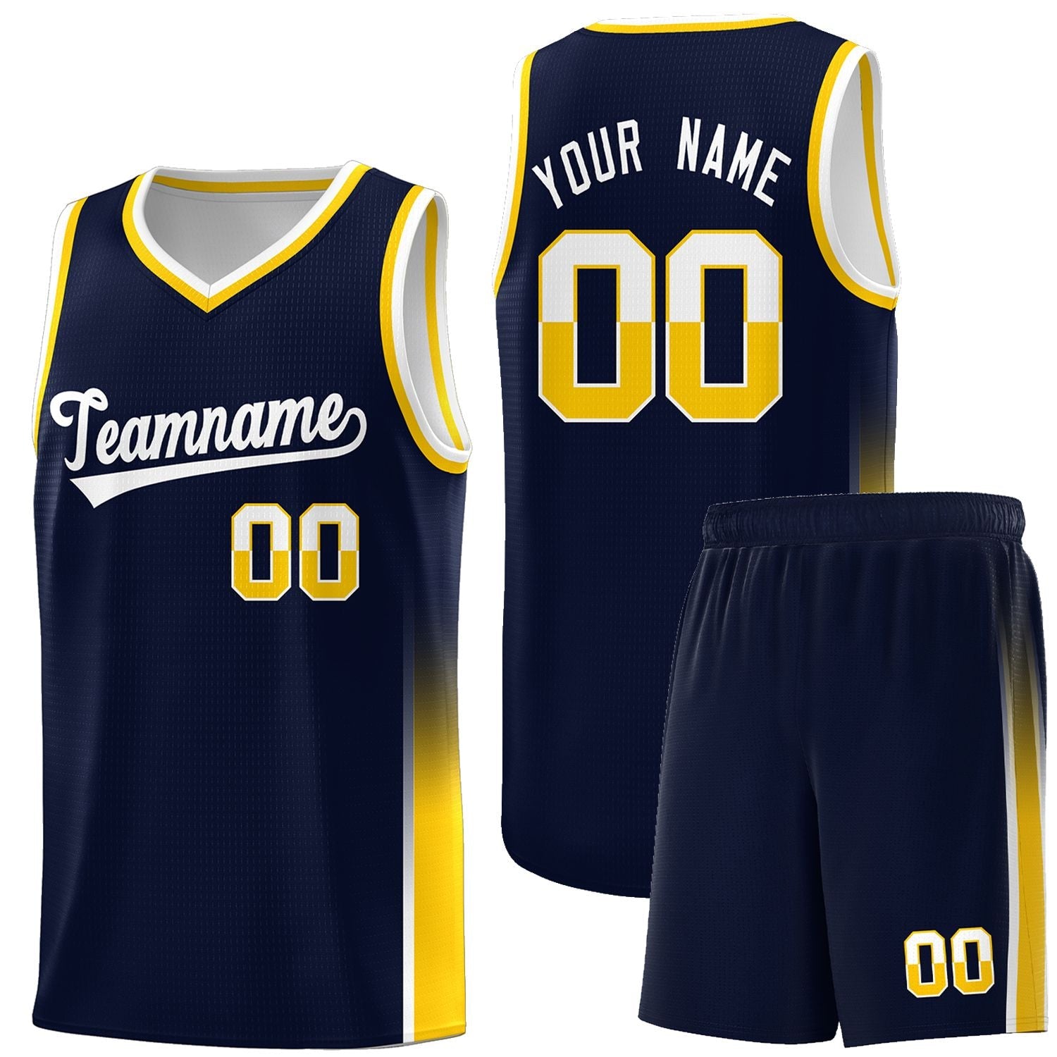 Custom Navy White-Gold Personalized Two Tone Font Sports Uniform Basketball Jersey