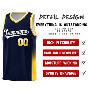 Custom Navy White-Gold Personalized Two Tone Font Sports Uniform Basketball Jersey