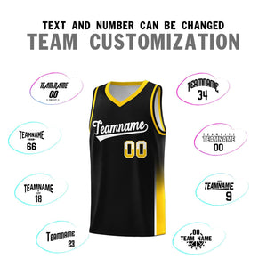 Custom Black White-Yellow Personalized Two Tone Font Sports Uniform Basketball Jersey