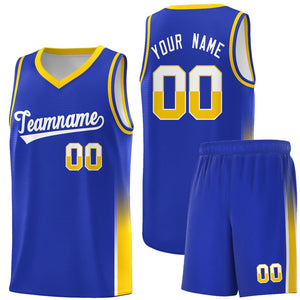 Custom Royal White-Gold Personalized Two Tone Font Sports Uniform Basketball Jersey