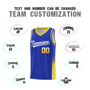 Custom Royal White-Gold Personalized Two Tone Font Sports Uniform Basketball Jersey