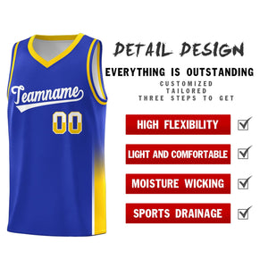 Custom Royal White-Gold Personalized Two Tone Font Sports Uniform Basketball Jersey