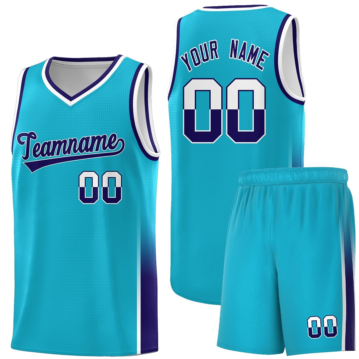 Custom Sky Blue White-Purple Personalized Two Tone Font Sports Uniform Basketball Jersey