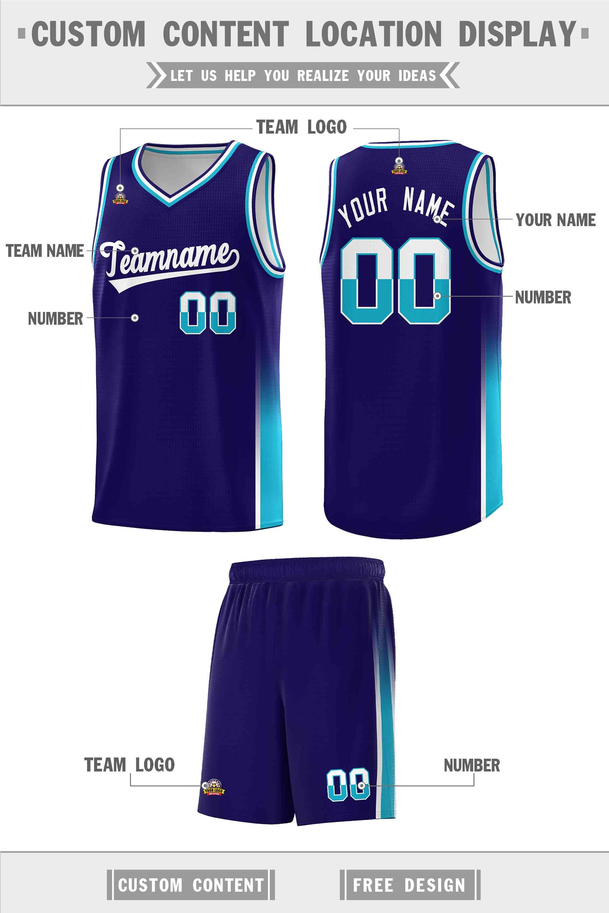 Custom Purple White-Sky Blue Personalized Two Tone Font Sports Uniform Basketball Jersey