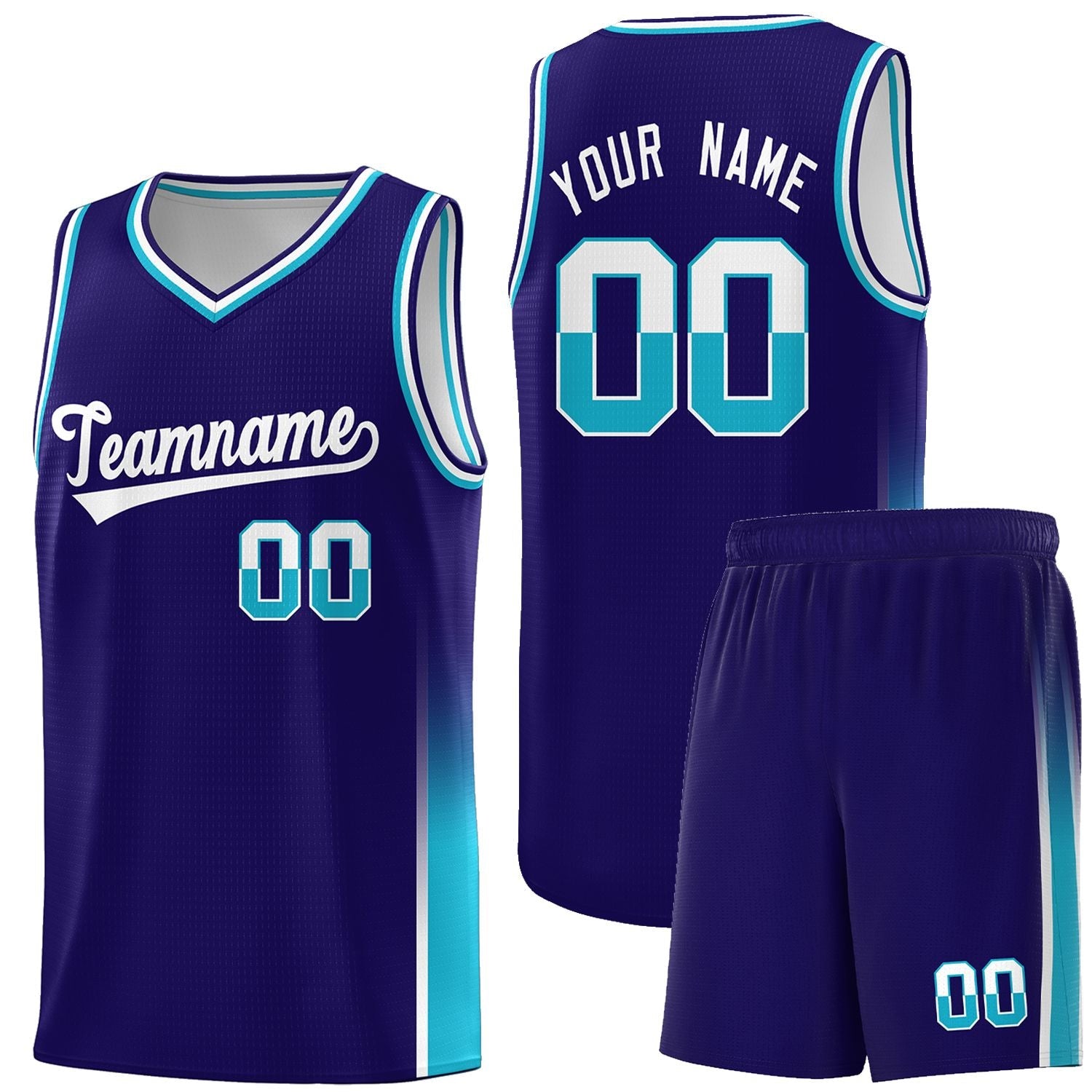 Custom Purple White-Sky Blue Personalized Two Tone Font Sports Uniform Basketball Jersey