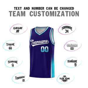 Custom Purple White-Sky Blue Personalized Two Tone Font Sports Uniform Basketball Jersey