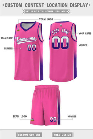 Custom Pink White-Purple Personalized Two Tone Font Sports Uniform Basketball Jersey