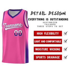 Custom Pink White-Purple Personalized Two Tone Font Sports Uniform Basketball Jersey