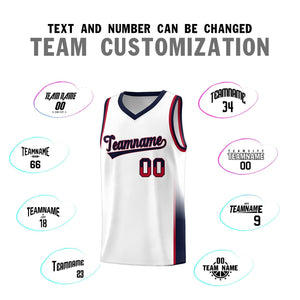 Custom White Red-Navy Personalized Two Tone Font Sports Uniform Basketball Jersey