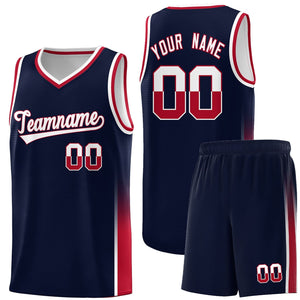 Custom Navy White-Red Personalized Two Tone Font Sports Uniform Basketball Jersey