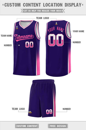 Custom Purple White-Pink Personalized Two Tone Font Sports Uniform Basketball Jersey