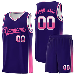 Custom Purple White-Pink Personalized Two Tone Font Sports Uniform Basketball Jersey