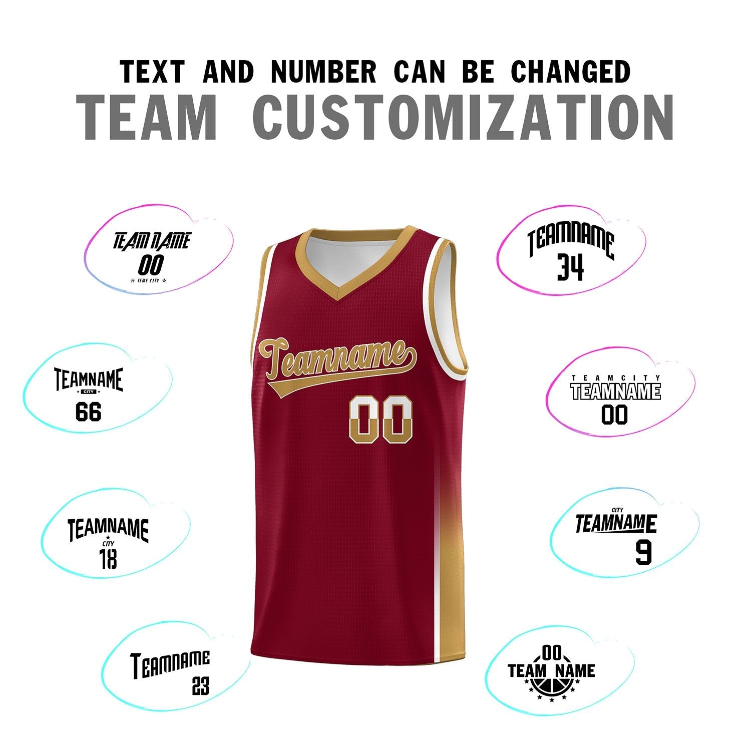 Custom Crimson White-Old Gold Personalized Two Tone Font Sports Uniform Basketball Jersey