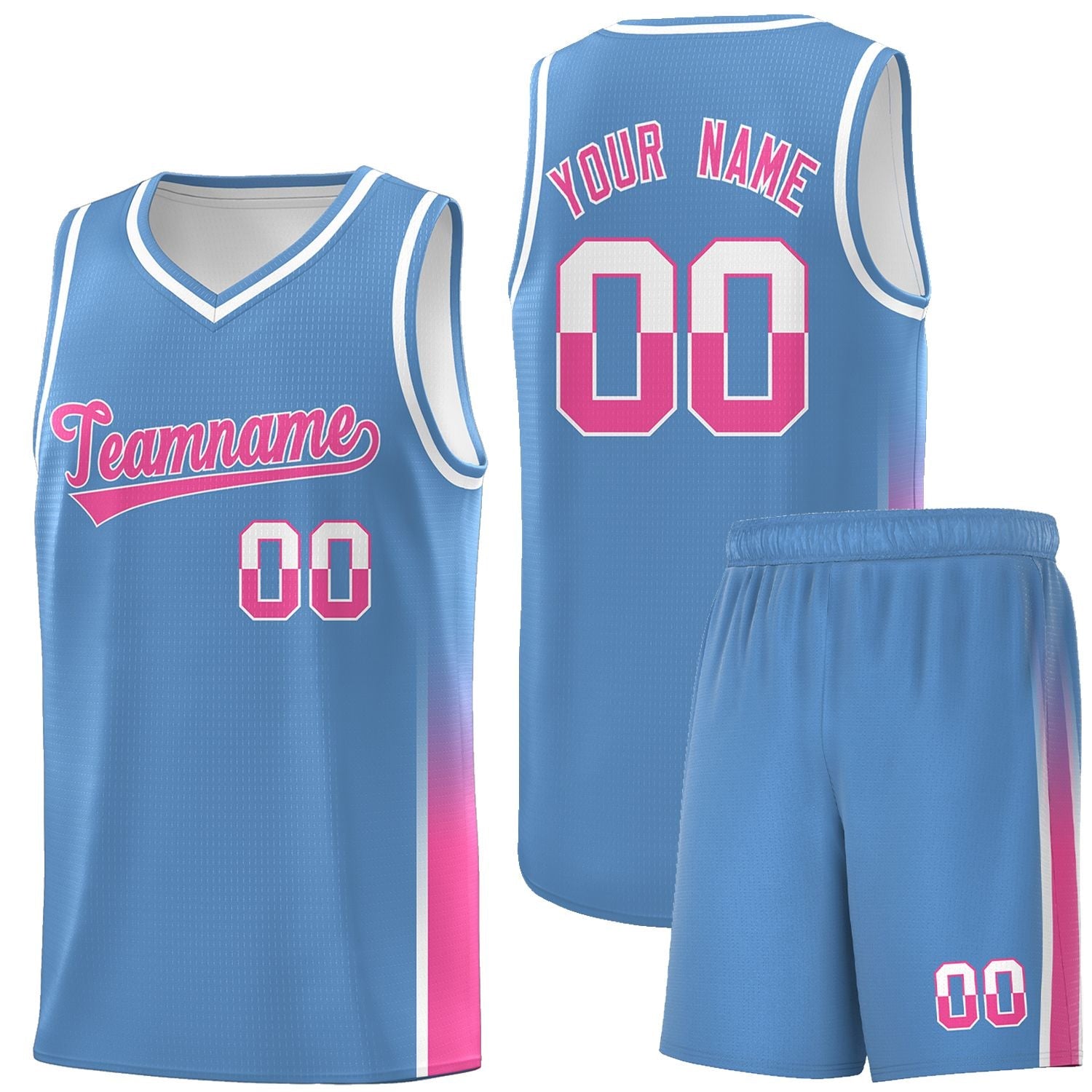 Custom Light Blue White-Pink Personalized Two Tone Font Sports Uniform Basketball Jersey