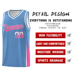 Custom Light Blue White-Pink Personalized Two Tone Font Sports Uniform Basketball Jersey