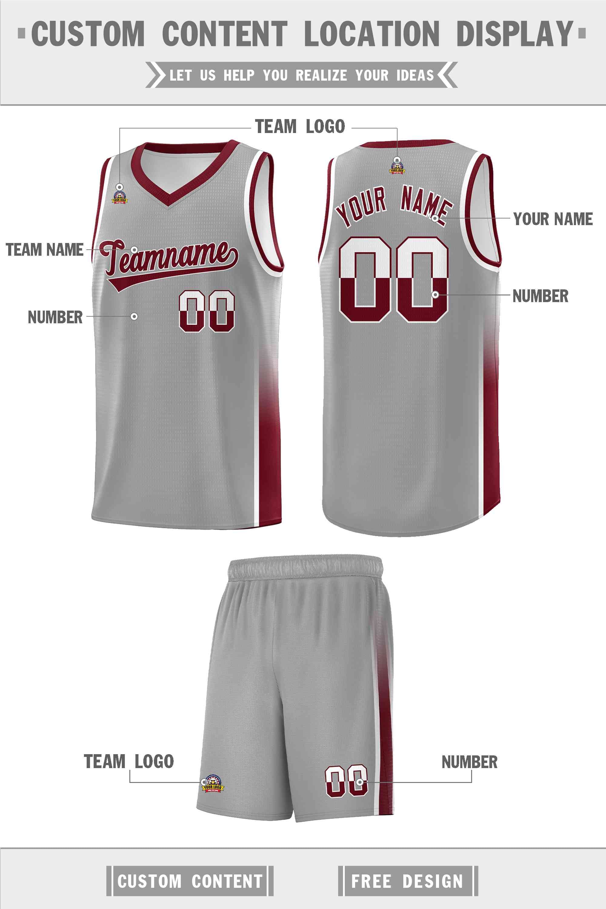 Custom Gray White-Crimson Personalized Two Tone Font Sports Uniform Basketball Jersey