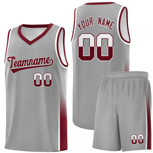 Custom Gray White-Crimson Personalized Two Tone Font Sports Uniform Basketball Jersey