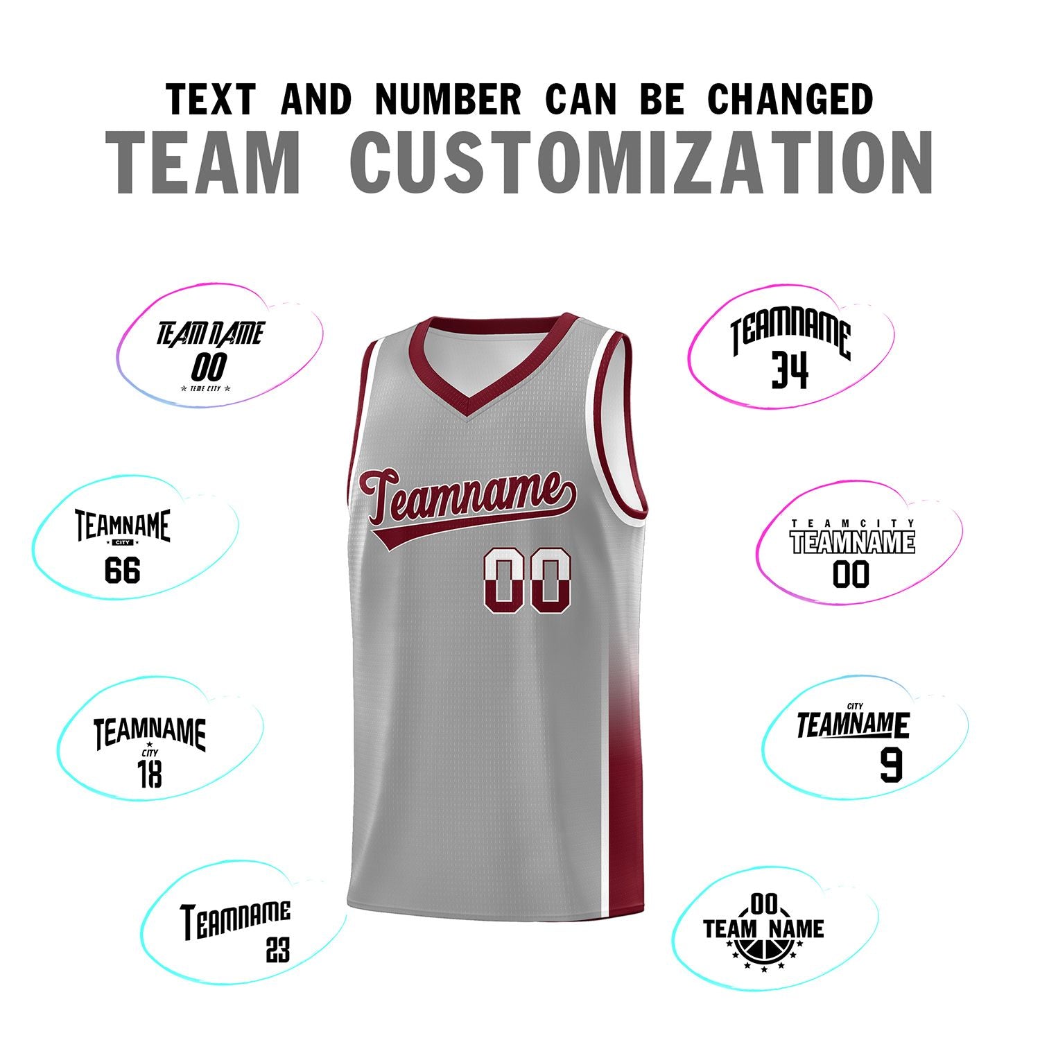 Custom Gray White-Crimson Personalized Two Tone Font Sports Uniform Basketball Jersey