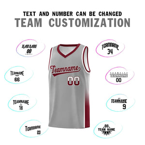 Custom Gray White-Crimson Personalized Two Tone Font Sports Uniform Basketball Jersey