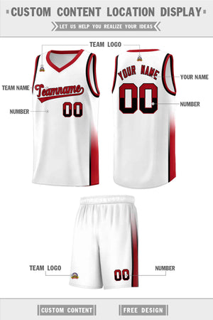 Custom White Black-Red Personalized Two Tone Font Sports Uniform Basketball Jersey