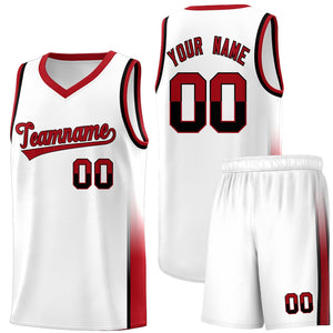 Custom White Black-Red Personalized Two Tone Font Sports Uniform Basketball Jersey