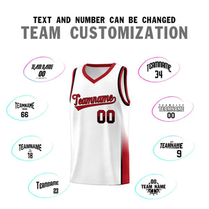 Custom White Black-Red Personalized Two Tone Font Sports Uniform Basketball Jersey